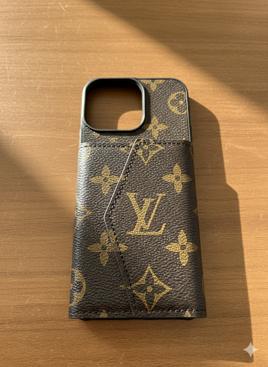 Lv Monogram iPhone Case with Integrated Card Slot