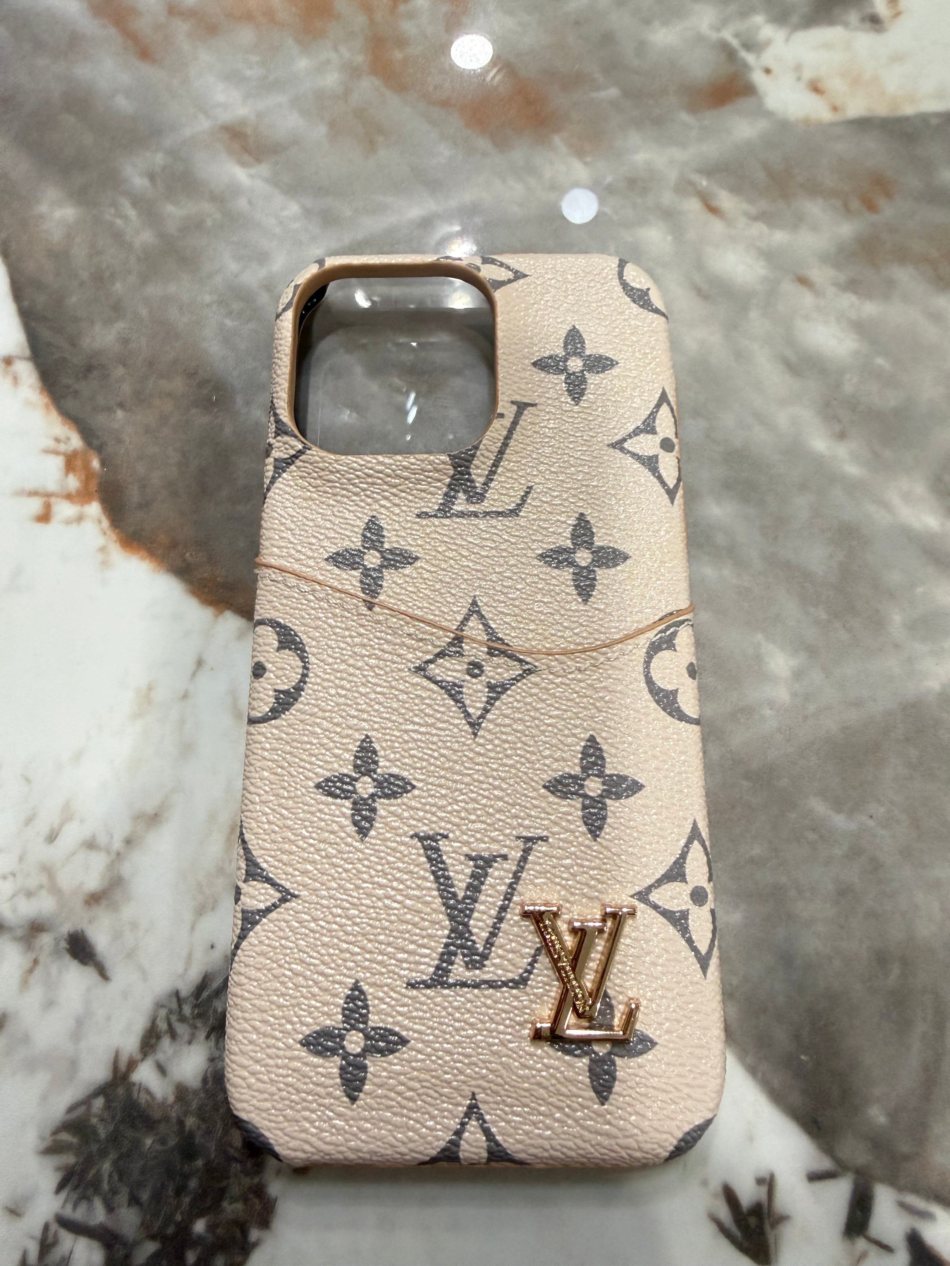 Lv Monogram iPhone Case – Cream & Graphite with card slot