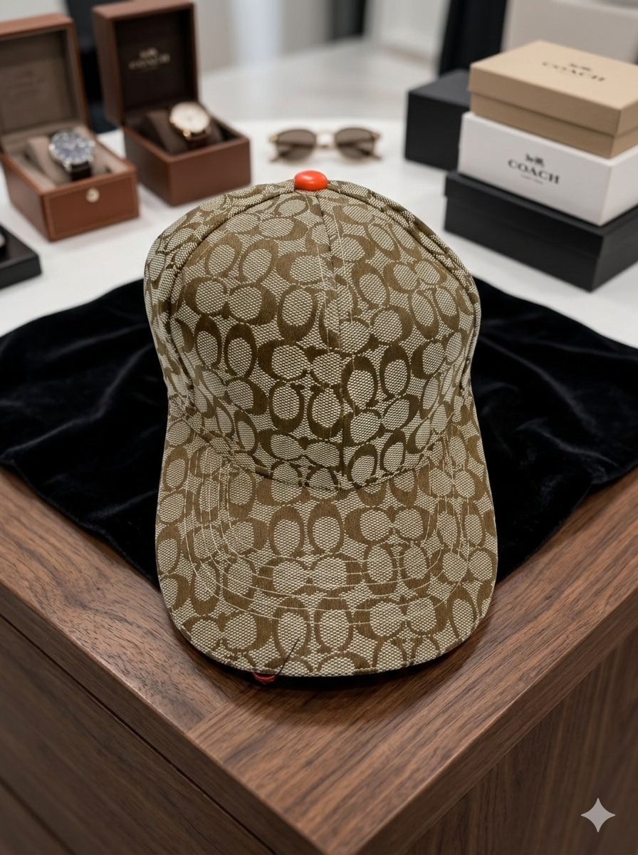 Signature Monogram Baseball Cap in Khaki/Cinnabar