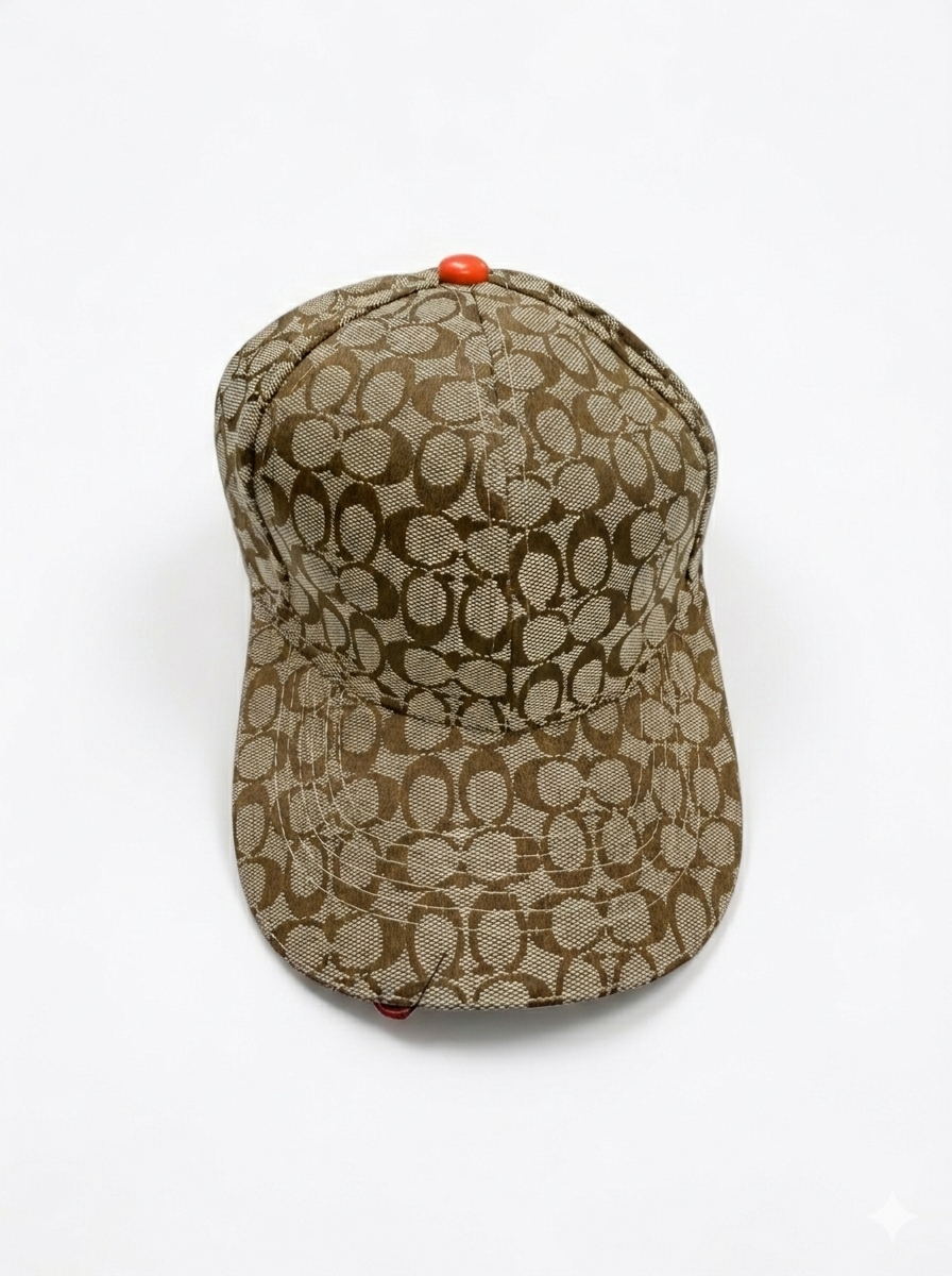 Signature Monogram Baseball Cap in Khaki/Cinnabar