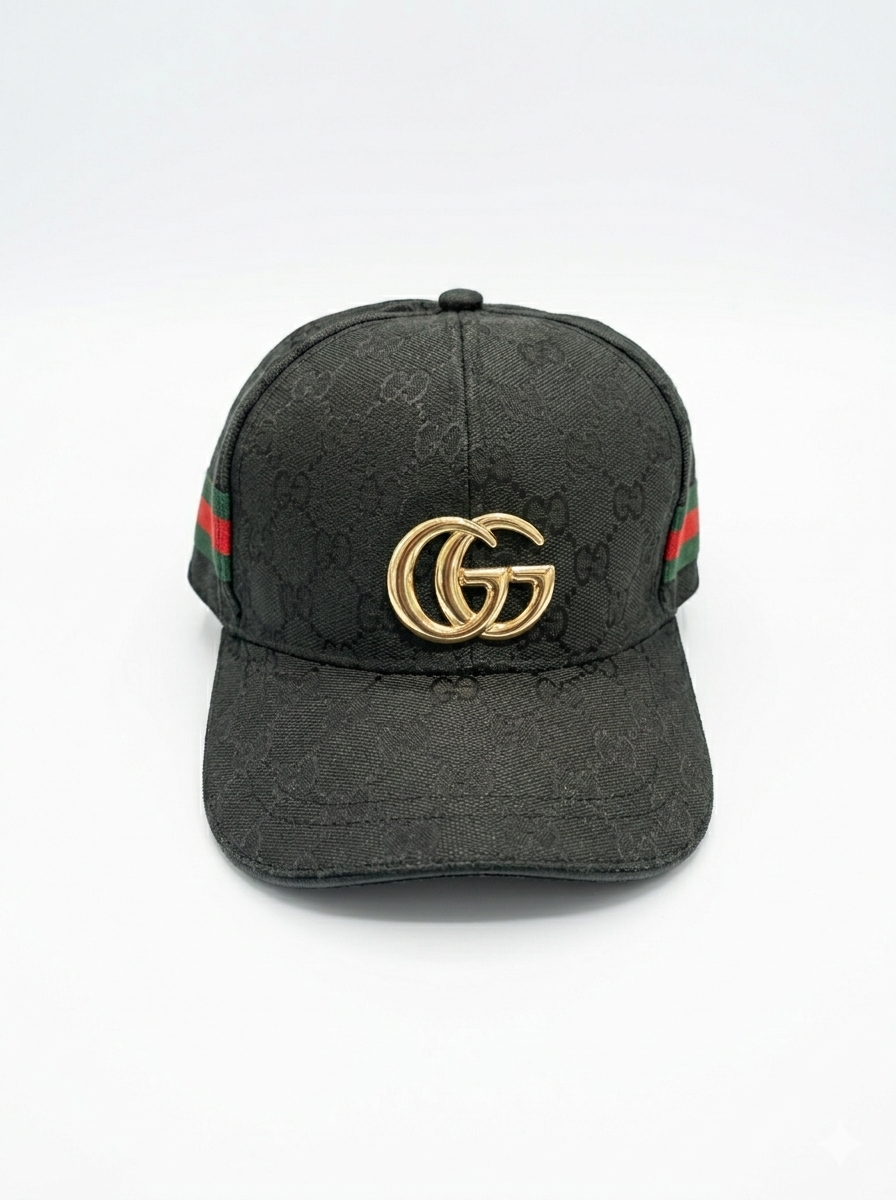 Gg Signature Monogram Web Baseball Cap in Black