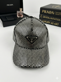Stunning All-Over Crystal Embellished Baseball Cap - Silver/Black