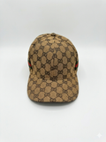 Gucci GG Supreme Canvas Baseball Hat with Web Detail - Beige/Ebony