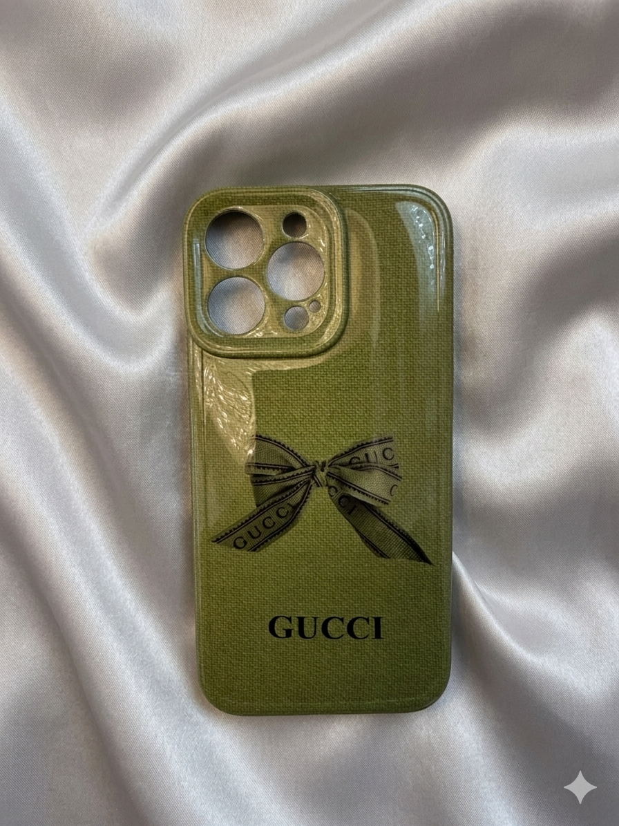 Gg Heritage Edition Olive Green Ribbon iPhone 14 Cases– Vintage Chic