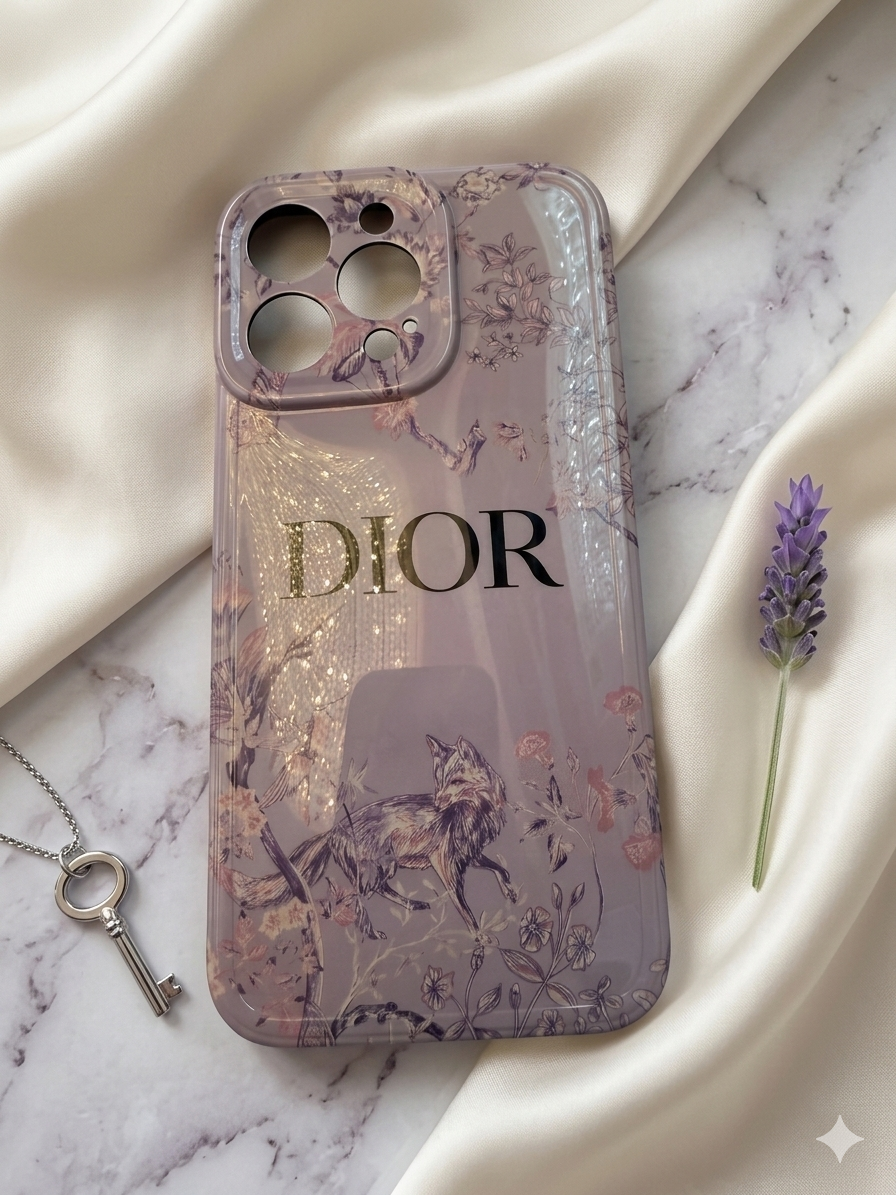 Dior-Inspired Lavender Toile de Jouy Fox iPhone Case – Elegant & Chic iPhone 14 Pro Max