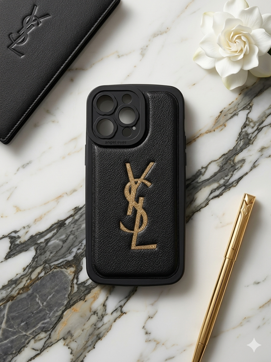 Elite Monogram Vegan Leather Case – Gold Emblem Series