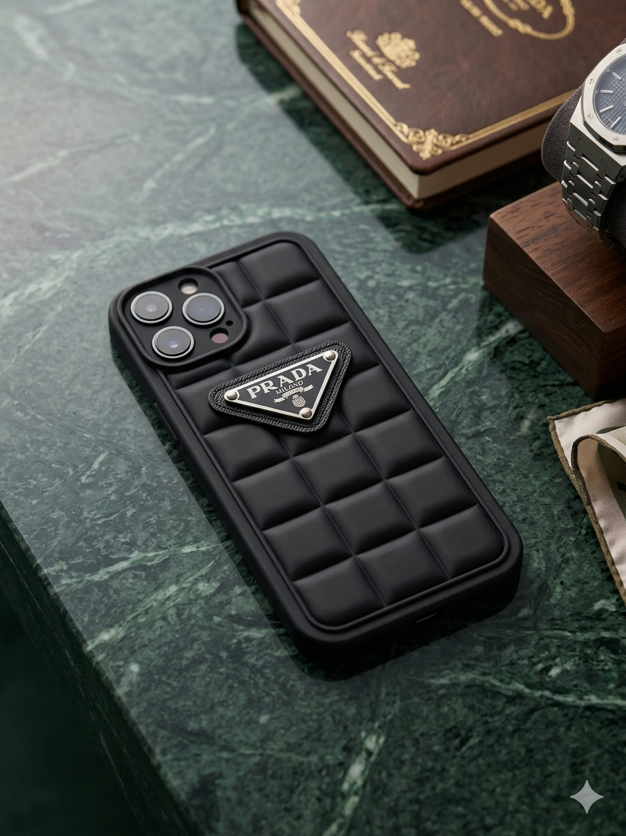 Milano Triangular Logo Quilted Puffer Case for iPhone 14