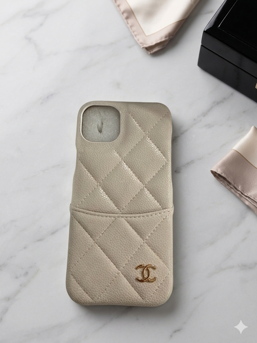 Luxury Quilted Caviar Leather Case for iPhone 14 case — Elegant & Chic