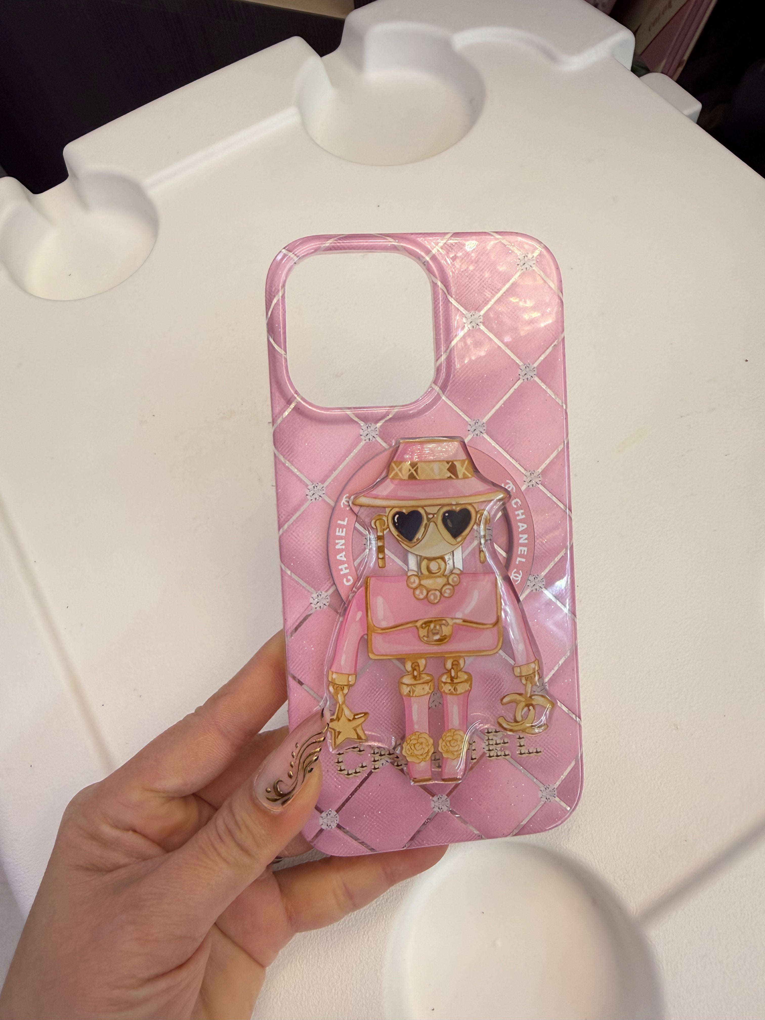 Pretty in Pink: Quilted Luxury Fashion Robot iPhone 17 pro max Case