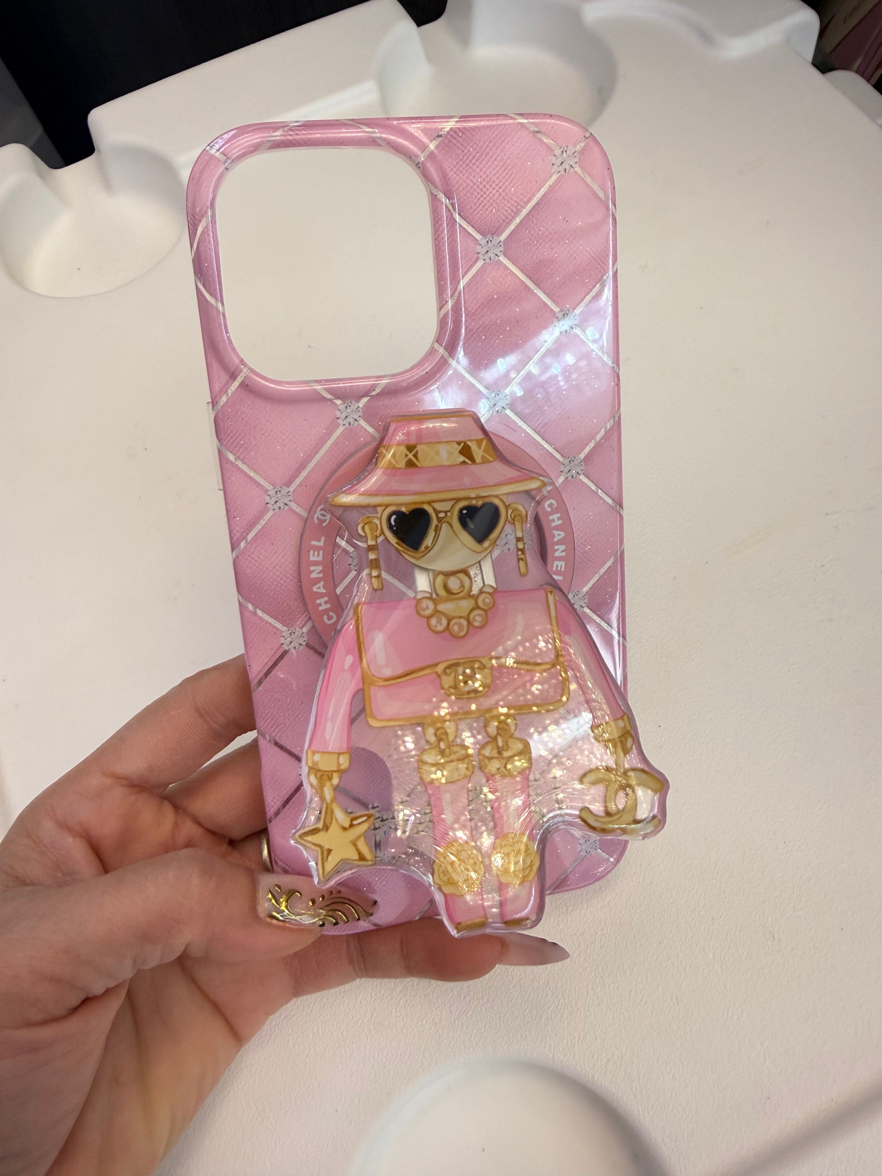 Pretty in Pink: Quilted Luxury Fashion Robot iPhone 17 pro max Case