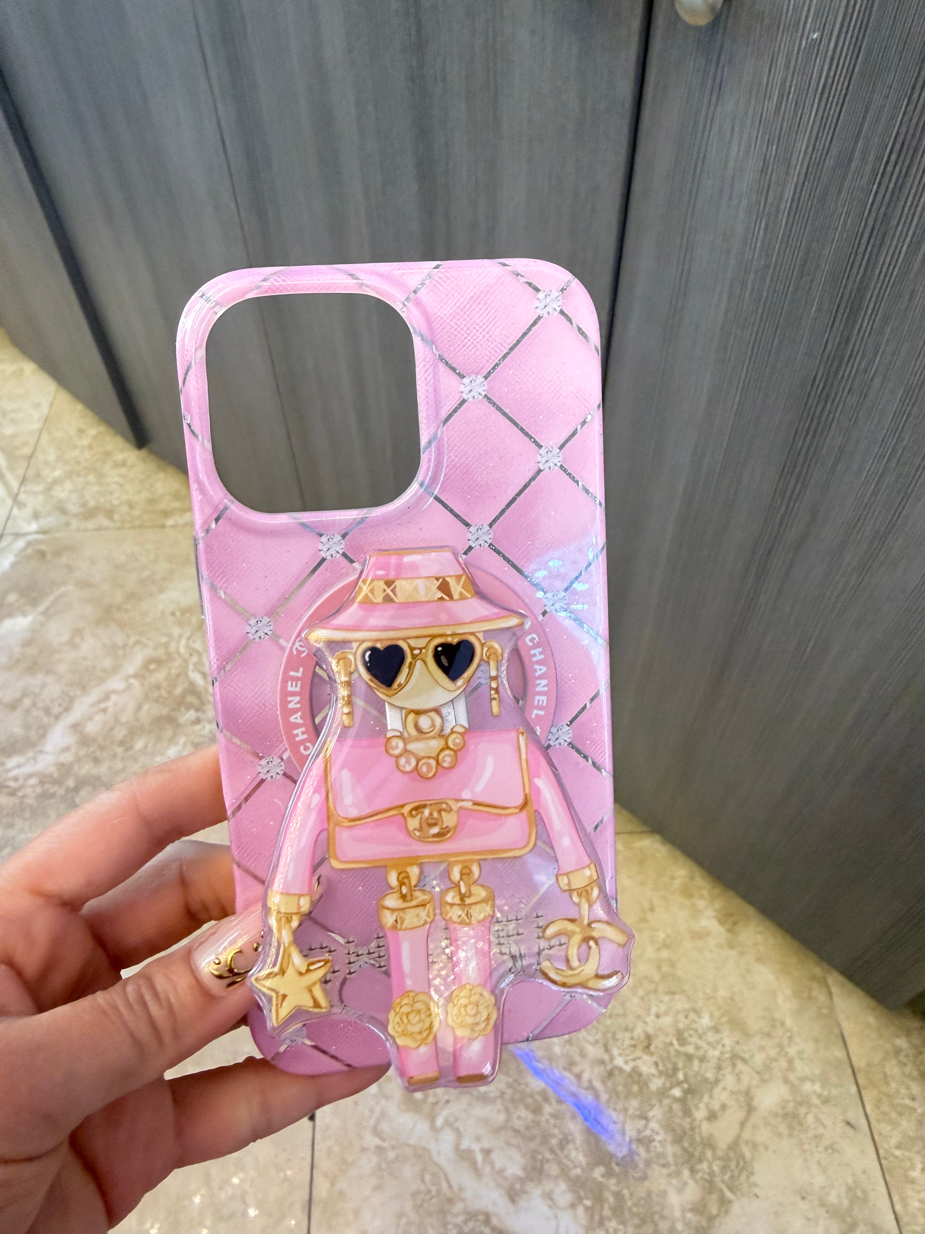 Pretty in Pink: Quilted Luxury Fashion Robot iPhone 17 pro max Case