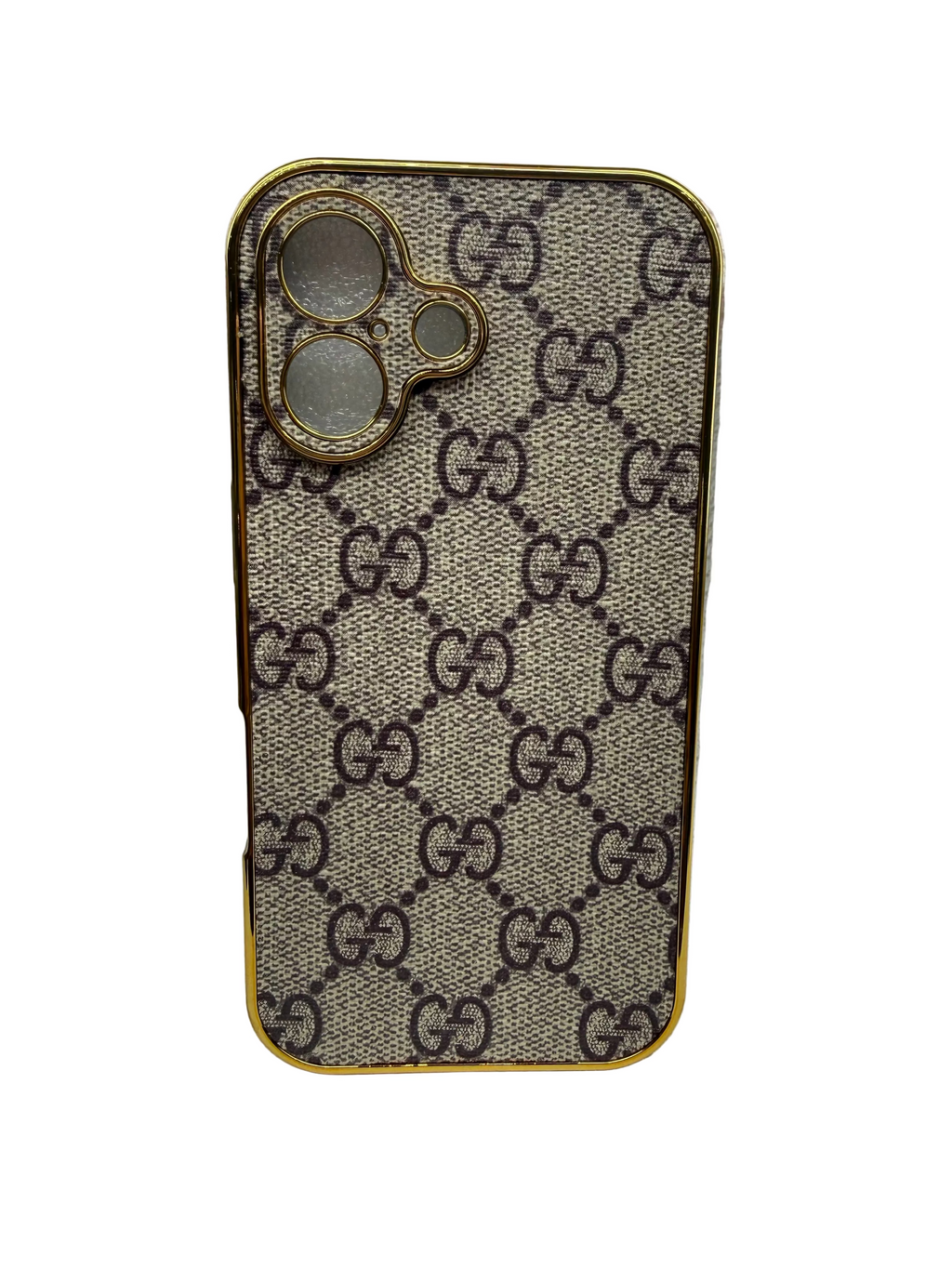 Luxury Monogram iPhone Case – Gold Trim Edition