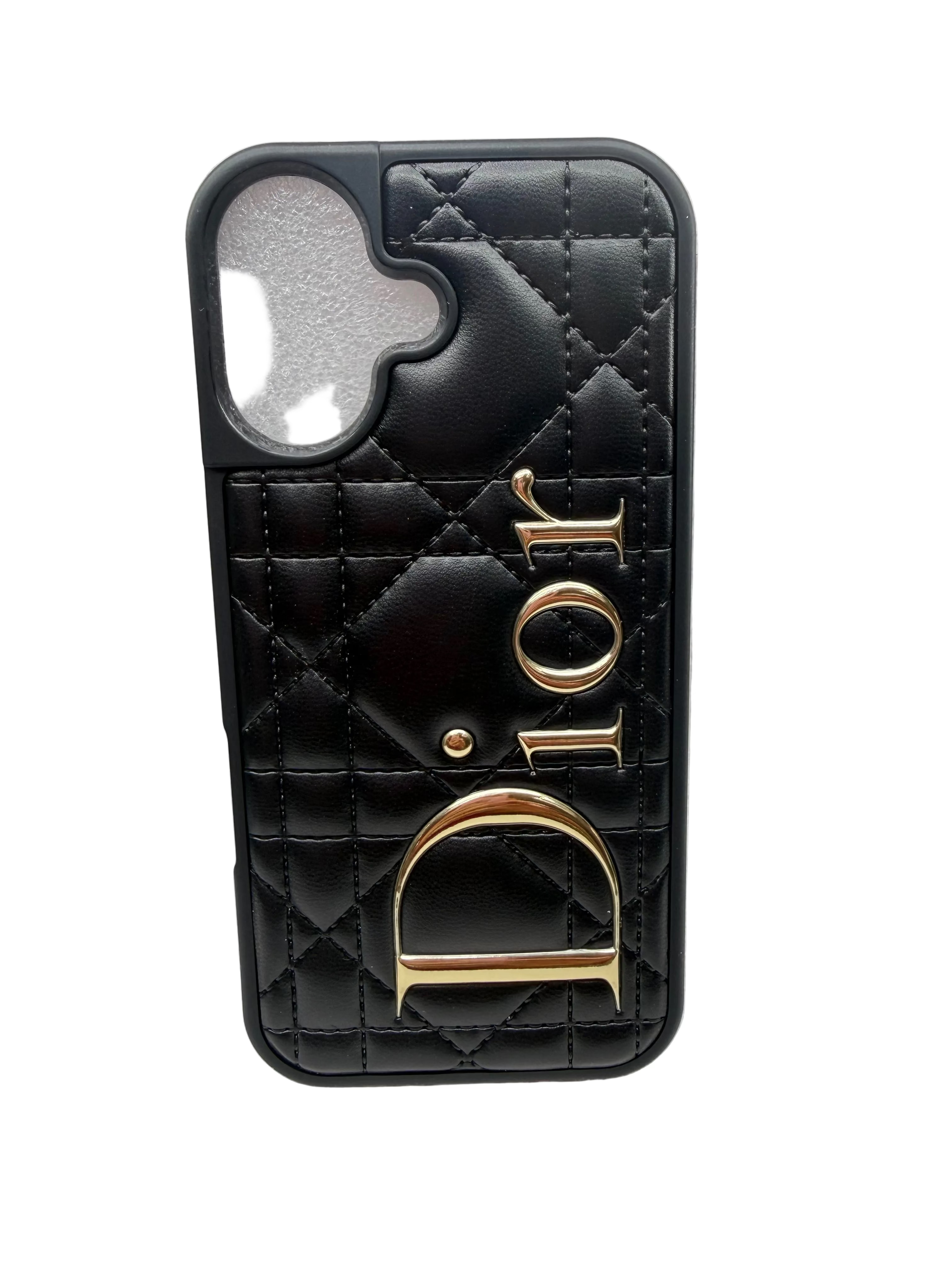 black quilted leather case