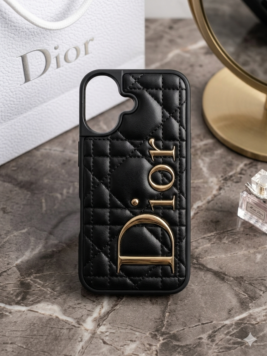black quilted leather case