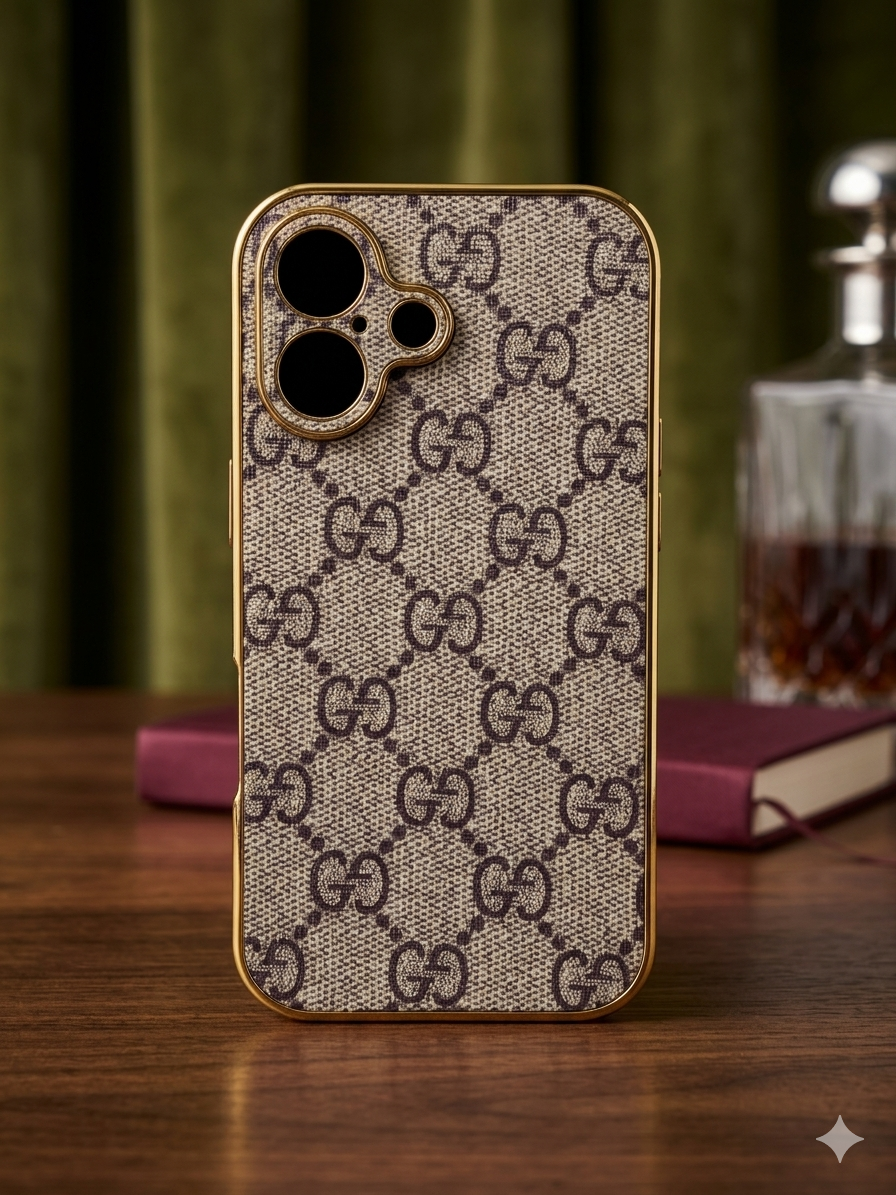 Luxury Monogram iPhone Case – Gold Trim Edition