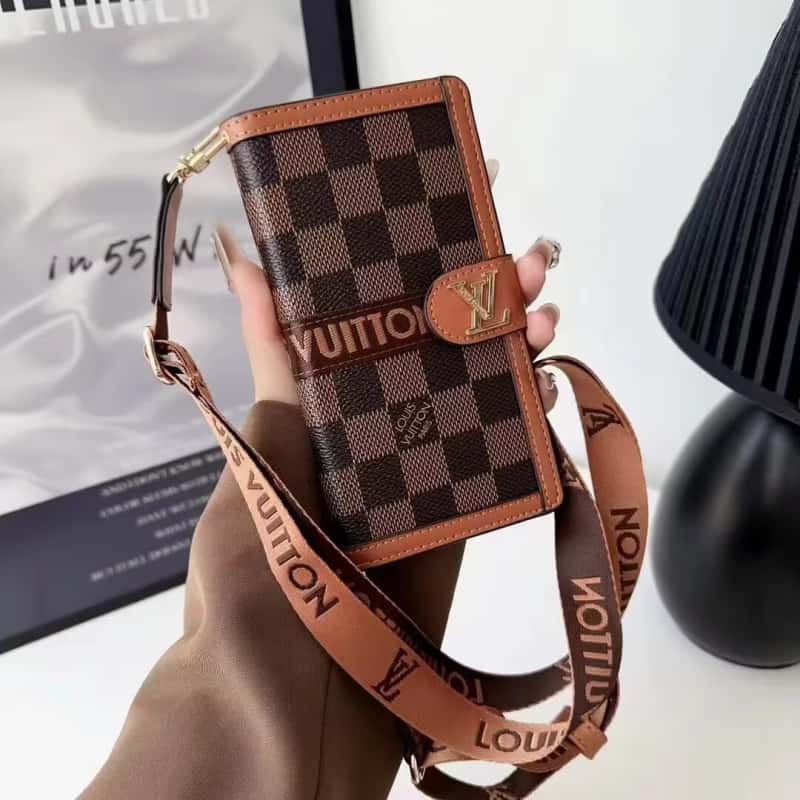 Lv Luxury Inspired Monogram Wallet Phone Case
