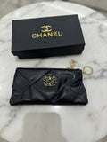 Luxurious Quilted Black Pouch & Keychain Wallet
