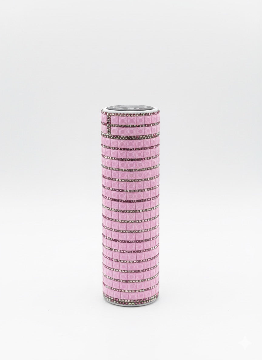 Soft Pink Quilted Rhinestone Thermal Flask