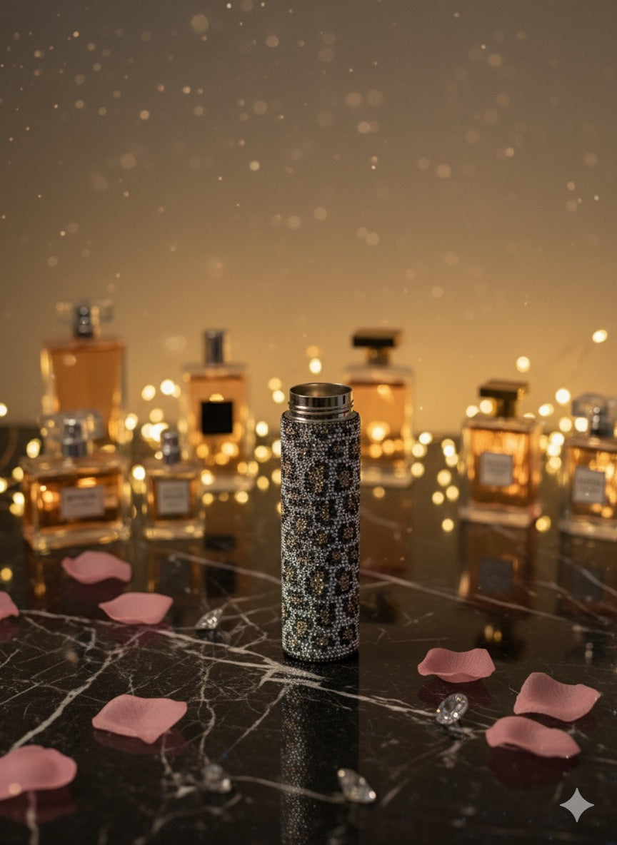 Glam Leopard Print Rhinestone Insulated Travel Flask