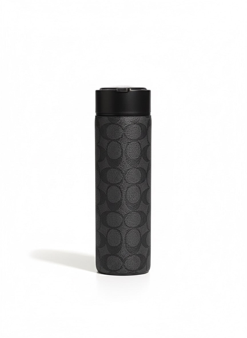 COACH Inspired Black Signature Monogram Travel Tumbler