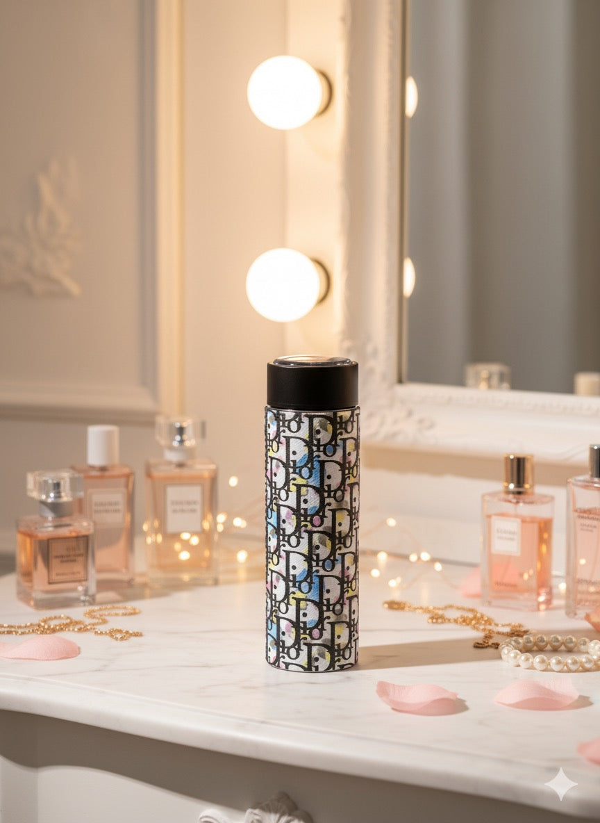 DIOR Inspired White Oblique Monogram & Watercolor Flask