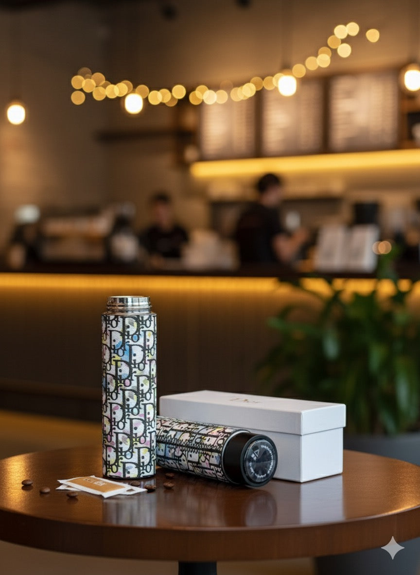 DIOR Inspired White Oblique Monogram & Watercolor Flask