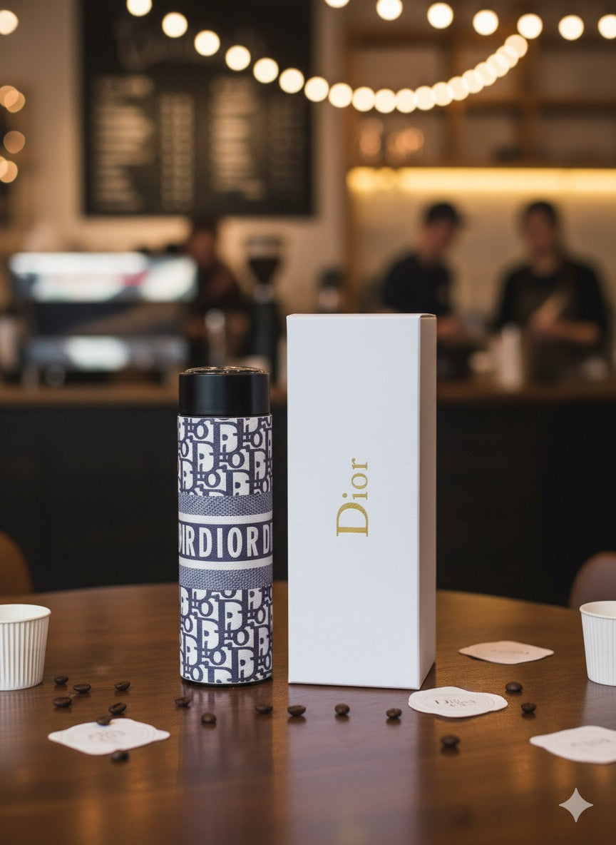 DIOR Inspired Navy Oblique Monogram Travel Flask with Box