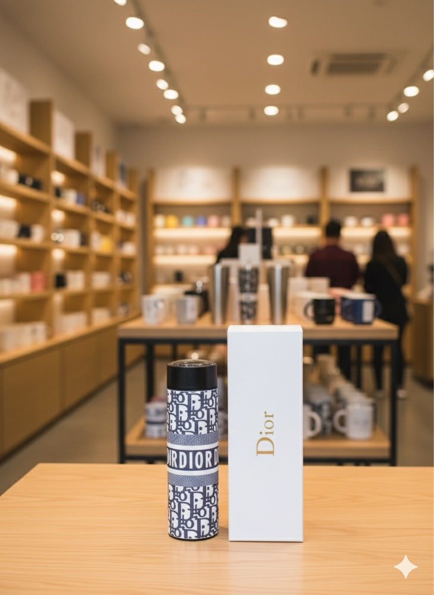 DIOR Inspired Navy Oblique Monogram Travel Flask with Box