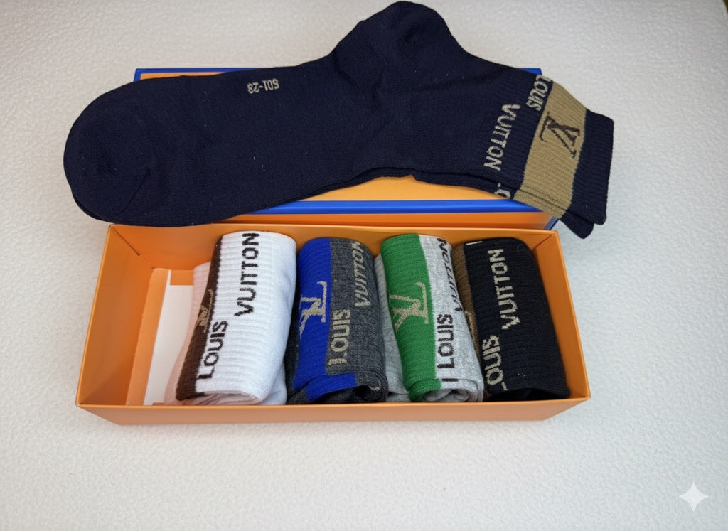 LV Sporty Logo Stripe Ankle Socks Gift set
