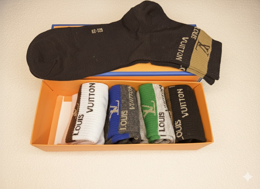 LV Sporty Logo Stripe Ankle Socks Gift set