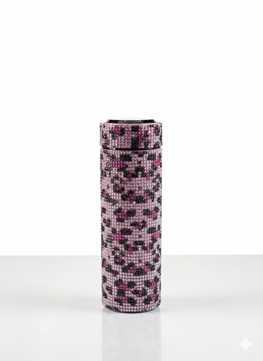 Pink Leopard Rhinestone Thermos (The Glamorous Sparkler)