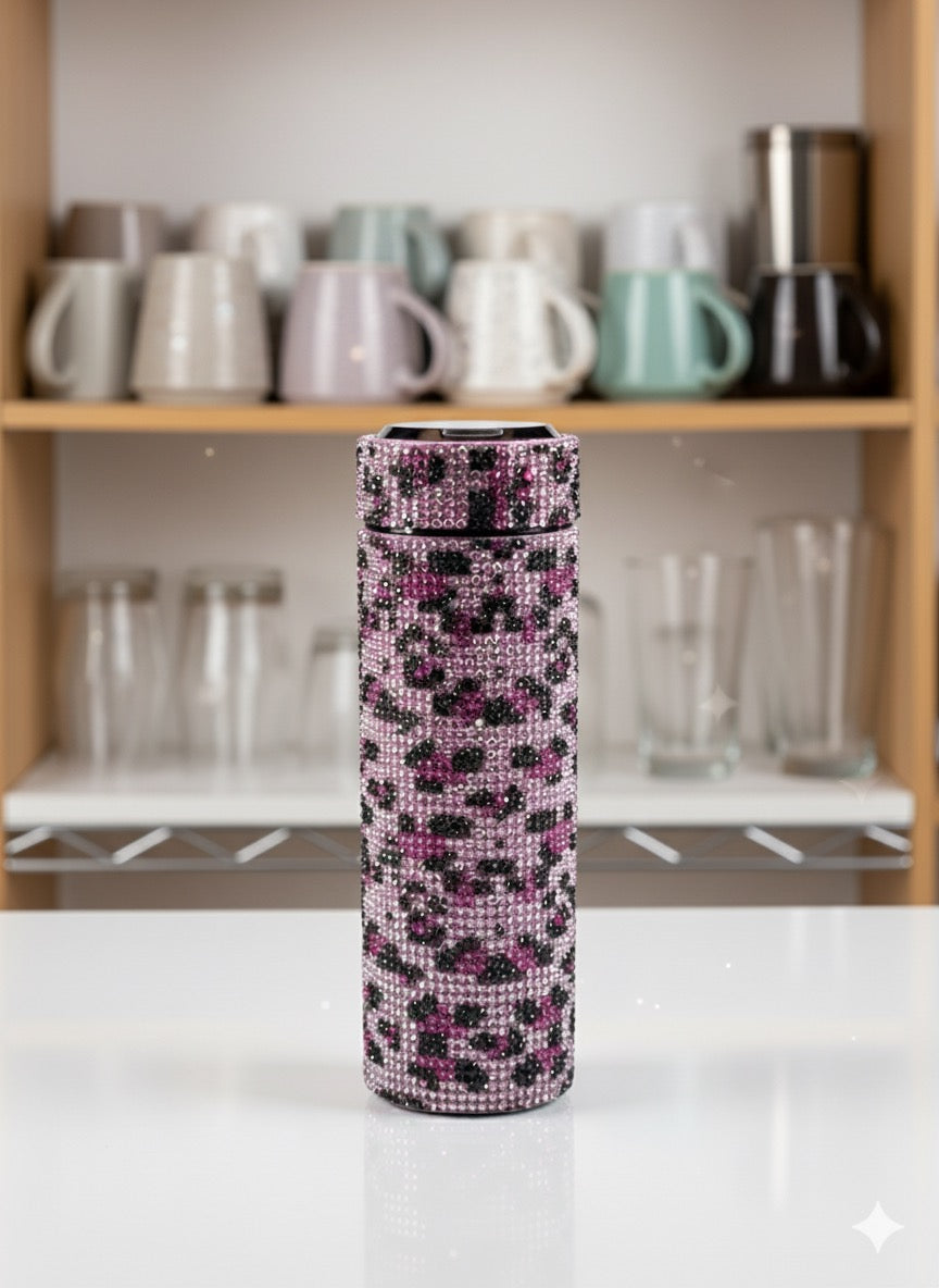 Pink Leopard Rhinestone Thermos (The Glamorous Sparkler)